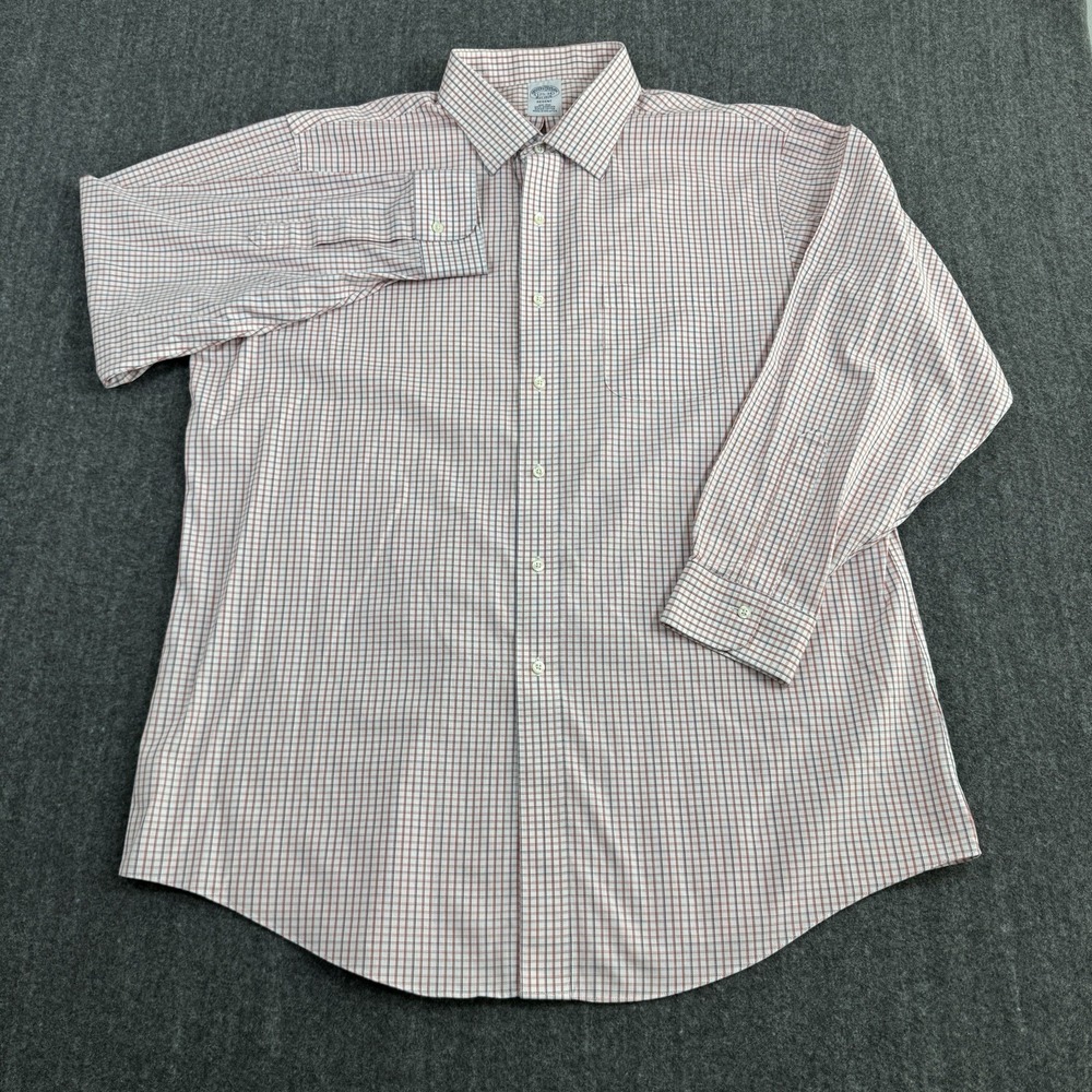 Brooks Brothers Regent Men's 17.5 34 Non Iron Supima Cotton red Plaid Shirt - Picture 3 of 7